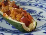 Recette Les courgettes farcies aux coquilettes et aux saucisses de strasbourg