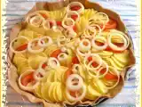 Recette Tarte couronne de pommes de terre et tomates sur un lit de thon