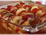 Recette Tian du soleil tomate/pomme de terre/oignon.