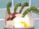 Recette Panna cotta de parmesan, oeuf mollet, asperges en éventail, coppa, vinaigre balsamique