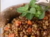 Recette Saucisses confites sur lit de lentilles aux petits légumes