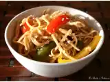 Recette Nouilles sautées aux 3 poivrons sauce aigre-douce