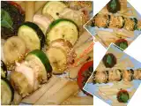 Recette Brochettes de poulet, banane, courgette et champignons