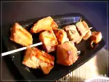 Recette Brochette de saumon, sa tite sauce wasabi et son riz sésame!