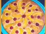 Recette Gâteau moelleux à la ricotta, pêches et framboises