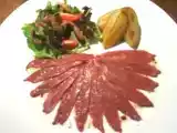 Recette Carpaccio de canard au piment d'espelette et pommes sautées...