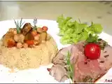 Recette Gigot marine aux romarin et thym - garniture facon couscous