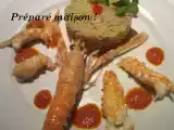 Recette Langoustines au coulis de poivron épicé, risotto à la menthe