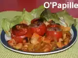 Recette Tomates farcies accompagnées de pommes de terre et poivrons