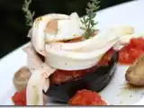 Recette Blanc d?encornet grillé au piment d?espelette et aubergine confite