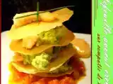 Recette Millefeuille avocat crevettes sur compotée de tomates