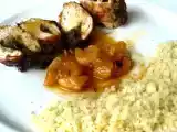 Recette Blancs de poulet farcis aux dattes fraiches, sauce à l'orange et aux abricots secs