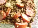 Recette Salade de lentilles aux saucisses de montbéliard.