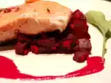 Recette Coeur de filet de saumon mariné et mi-cuit, salade de betterave, ...