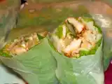 Recette Rouleaux de printemps au poulet saté, noisettes et cacahuètes vite faits bien faits