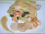Recette Lasagnes à la tétragone, noix de st jacques et crevettes