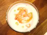 Recette Verrine de velouté oignons blancs - lait de coco - crevettes - combaya