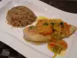 Recette Escalopes de poulet grillé au safran et légumes du soleil