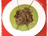 Recette Poêlée de pleurotes et son lit de mousseline de petits pois