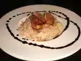 Recette Noix de saint-jacques poêlées, risotto au parmesan et caramel de balsamique