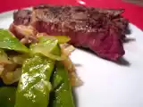 Recette Faux filet avec une pipérade aux haricots plats