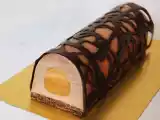 Recette Bûche chocolat noir/brownie, fruits de la passion