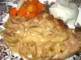 Recette Côtelettes de porc sauce aux champignons, vin et moutarde