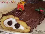 Recette Bûche roulée aux griottines façon tiramisu.