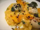 Recette Risotto de potiron aux pétoncles et huile de coriandre