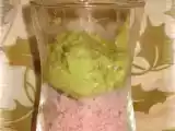 Recette Verrine de purée d'avocat au roquefort et emietté de jambon