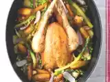 Recette Poulet fermier d'auvergne rôti en cocotte lutée, accompagné de s