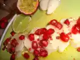 Recette ¤¤¤ notre entrée de noël : carpaccio de st jacques aux fruits exotiques