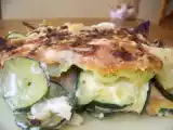 Recette Gratin courgettes, truite fumé, ravioles.