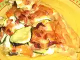 Recette Quiche aubergine, courgette, mozza, lardons