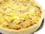 Recette Tarte aux poireaux, lardons, champignons, en croûte de riz