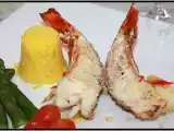 Recette Langouste grillée flambée au whisky et son riz safrané et pointes d'asperges vertes