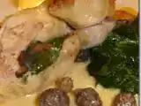 Recette Jambonnette de volaille farcie aux morilles et epinards