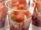 Recette Verrine apéritive à la betterave, au surimi & à la tomate