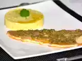 Recette Filet de truite rôtie sur sa peau, émulsion aux herbettes