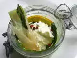 Recette Verrine de courgettes, crème de fêta et brick d'asperge au vert d'ail