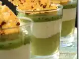 Recette Crème d'avocat, mousse au chocolat blanc, coulis de kiwi et tuiles aux epices