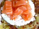 Recette Rösti de pomme de terre, chèvre basilic et saumon fumé