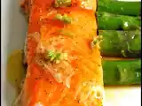 Recette Saumon cuit à basse température, asperges, vinaigrette wasabi-yuzu