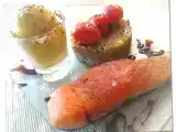 Recette Chaud-froid de saumon mi-cuit et sorbet à l'orange, quinoa aux légumes sautés