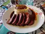 Recette Gratin dauphinois, magret de canard sauce miel, épices et pamplemousse