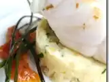 Recette Cabillaud rôti, purée de yucca à la ciboulette et fondue de tomate