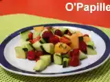 Recette Salade colorée de concombre, framboises, fraises et melon