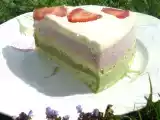 Recette Entremets fraicheur d'été trois parfums : matcha/fraises/chocolat blanc