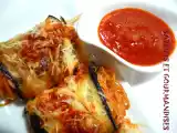 Recette Roulés d'aubergines aux spaghetti et mozzarella.