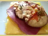 Recette Tartines de polenta a l'aubergine, tomate, fromage et jambon cru